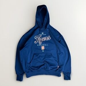 Majestic Detroit Tigers Hoodie Men's XL Blue Therma Base Sweatshirt Dug Out MLB